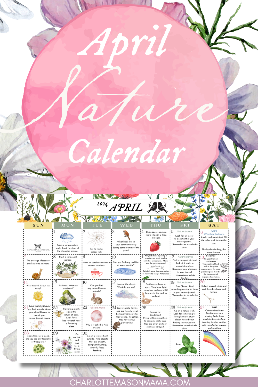 April 2024 Nature Prompts Calendar